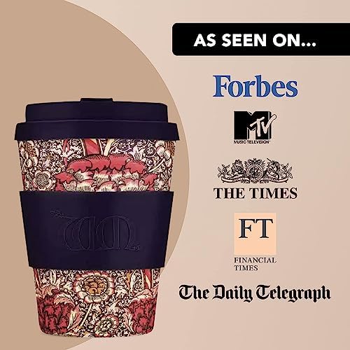 Ecoffee Cup 12oz (350ml) William Morris Reusable Coffee Cup – PLA Plant-Based Travel Mug with Silicone Lid, Melamine Free & Dishwasher Safe – Wandle - Image 5