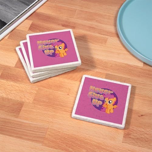 CafePress MLP Scootaloo Never Give Up Tumbled Stone - Set of 4 Coasters Set of 4 - Image 3
