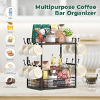 EsLuker.ly Coffee Mug Cup Holder Tree Bar Station Organizer, 2 Tier Brown - Image 4