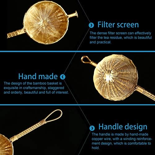 Handmade Copper Tea Infuser & Strainer | Fine Mesh Screen for Loose Leaf Tea/Tea Maker/Teapot | Reusable Tea Screen with Long Handle, Tarnish Protected - Image 2