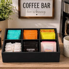 Maitys 4 Pack Black Wooden Tea Bag Organizer, 6 Compartment Storage Box - Image 3