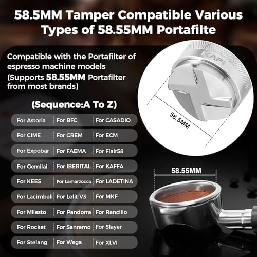 IKAPE Coffee Products, 58mm Coffee Distributor & Hand Tamper, Adjustable Depth Espresso Distributor Fits All 58mm Espresso Portafilter(Silver)) - Image 2