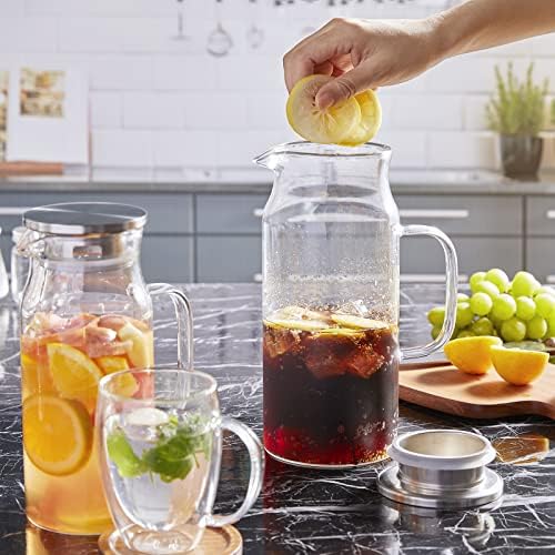 Bivvclaz 2 Pack 2 Liter 68 oz 2.1 Qt Glass Pitcher with Lid and Handle, Water Pitcher for Fridge, Glass Carafe for Hot/Cold Water, Large Iced Tea Pitcher for Coffee, Juice and Homemade Beverage - Image 7