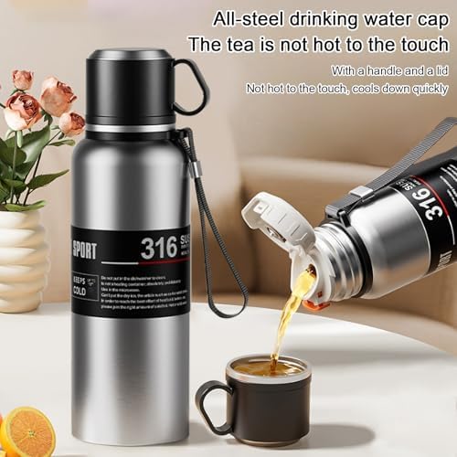 Double wall vacuum Leakproof stainless steel wide mouth insulated water bottle;tea tumbler with infuser,cup,lid;smart thermoses hot coffee;thermal flask ice drinks with led digital temperature display - Image 6