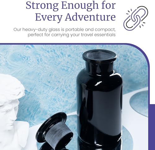 Infinity Jars 250 ML (8.4 Fl oz) Black Ultraviolet Blocking Glass Apothecary Jar Airtight Smell‑Proof Refillable Container for Herbs, Spices, Tea & Essential Oils - Image 3