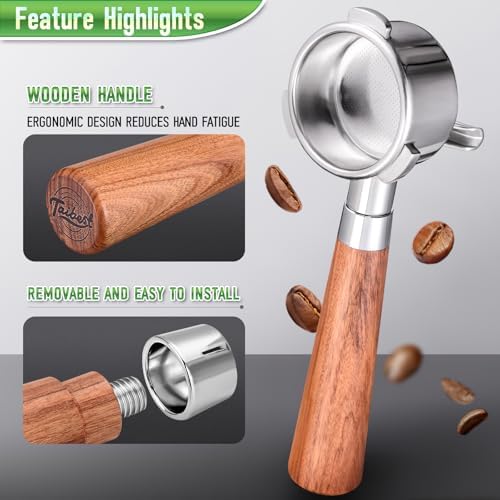 54mm Portafilter for Breville BES870/878/880 Series, Dual Spout Espresso Handle with Siam Rosewood Grip & 304 Stainless Steel Basket - Image 5
