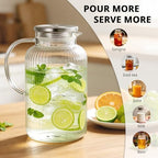 Bivvclaz 1 Gallon Glass Pitcher with Lid and Handle, Stripes Water Pitcher for Fridge, Borosilicate Glass Carafe for Hot/Cold Drink, Extra Large Jug for Iced Tea, Coffee, Juice, Homemade Beverage - Image 7