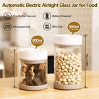 Minidiva Smart Vacuum Container, Automatic Electric Airtight Glass Jar for Food Coffee Storage Meal Prep (White-600ml) - Image 2