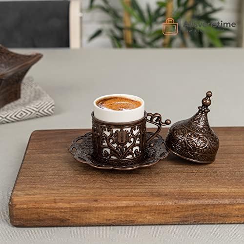Alisveristime Lale Turkish Coffee Set with 6 Cups and Tray (Copper) - Image 2