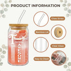 Glass Cups with Lids and Straws, 6Pack, 16oz, Inspirational - Image 3
