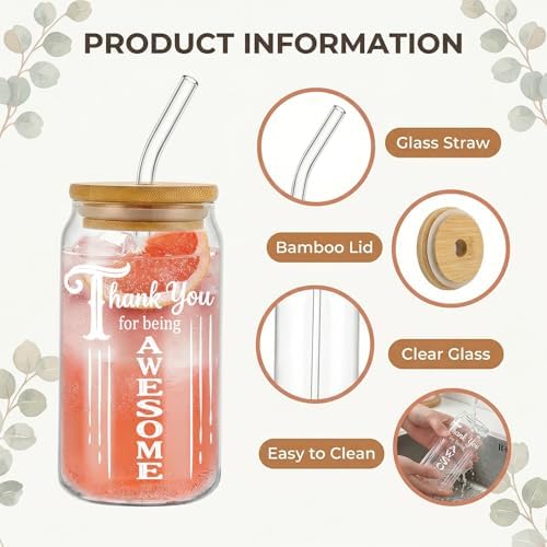 Glass Cups with Lids and Straws, 6Pack, 16oz, Inspirational - Image 3