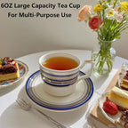 Vintage Tea Sets for Adults, Porcelain Complete Tea Sets - Golden&Blue Trim British Coffee Cups& Saucer Service for 4 with Teapot,Sugar Bowl,Creamer Pitcher for Gifts Kitchen&Party - Image 4
