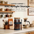 KKC Airtight Glass Coffee Canister 40 oz/1200 ml with Scoop, Holds 1 lb Whole Coffee Beans & Ground Coffee, Clear Storage Jar with Bamboo Lid & Silicone Base Protector for Coffee Bar, Blue - Image 3