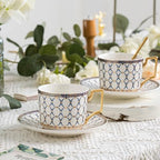 CwlwGO- Bone China Tea Cup Sets,15-Pieces Tea Cup and Saucer Set Service For 4 Whit 28 Ounces Teapot,Sugar Bowl,Creamer Pitcher and Spoons, Tea Gifts Sets For Women Patry. - Image 2
