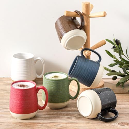 Hasense Ceramic Coffee Mugs Set of 6, 15 oz Large Porcelain Mugs with Handle for Women Men, Colorful Coffee Cups for Latte, Tea, Cappuccino, Microwave & Dishwasher Safe - Image 6