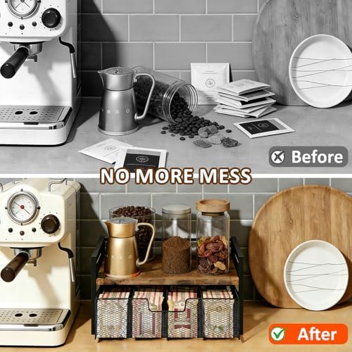 Tea Bag Organizer Holder, Wood Tea Organizers and Storage, 8 Compartments - Image 5