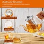 42oz/1250ml Glass Tea Kettle，Glass Teapot with Removable Stainless Steel Infuser, for Blooming and Loose Leaf Tea, Stovetop & Microwave Safe Tea Pot, Tea Maker's Choice - Image 5