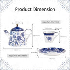 KAMMAK Tea Set for Adults, Tea Pot and Cup Set, Royal Blue - Image 2