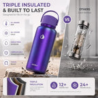 32 oz Ceramic Lined Tea Infuser Travel Tumbler, Micro-Mesh Stainless Steel Infuser, Pure Taste Ceramic Interior, Triple Insulated 12hr Hot Cold, Dual Sip & Straw Lid, Scratch-Resistant - Image 6