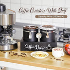 Maxcheck 2 Pcs 66 oz Coffee Sugar Canisters with Shelf Scoop Lids, Black - Image 5