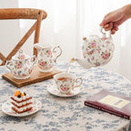 Agyiuns Flower Ceramic Teapot,22oz Porcelain Tea pot for Tea Coffee Milk for Office Home Men Women as Gift(White and small flowers) - Image 4