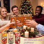 Teenyyou 12 Sets of Christmas Glasses Cups with Bamboo Lid and Glass Straw 16 oz Vintage Christmas Glass Jar Winter Drinking Cups Santa Snowman Elk Coffee Cup for Women Men Xmas Holiday Party Gifts - Image 6