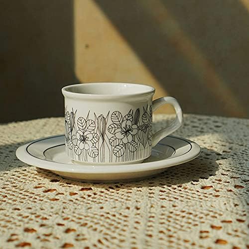 Espresso Cup, Party Tea Cups，Trophy 6Oz/180Ml Flowers Porcelain Mug, Milk Cup Coffee Mugs Tea Cup with Insulated Handle Drinking Highball Glasses Double Wall Porcelain Great Water Cocktail Milkshake - Image 6