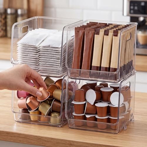 4 Pcs Clear Plastic Storage Bins Stackable Pantry Organizer - Image 3