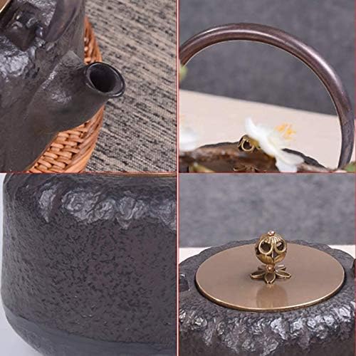 Cast Iron Teapot Tea Kettle Tea Pot,Japanese Style Tetsubin Tea Kettle 1.2L | Cast Iron Tea Kettle To Keep Tea Warm | Retro Precipice Pattern Iron Kettle - Image 6