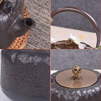Cast Iron Teapot Tea Kettle Tea Pot,Japanese Style Tetsubin Tea Kettle 1.2L | Cast Iron Tea Kettle To Keep Tea Warm | Retro Precipice Pattern Iron Kettle - Image 6
