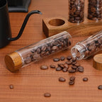 BESPORTBLE Glass Coffee Bean Storage Vials with Wood Stand - Image 5