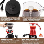 Electric Moka Pot 3-6 Cup 150-300ml Plastic Transparent Stovetop Espresso Maker Portable Stainless Steel Mocha Pot Percolator Italian Coffee Makers Greca Machine Cafe Classic for Home Camping - Image 6