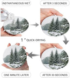 Natural Landscape Coasters for Drinks, Set of 86 Winter Snow-Covered Pine Trees Green Absorbent Ceramic Coaster with Cork Base Decor for Wooden Table & Bar, Housewarming Gift Home Decor - Image 5
