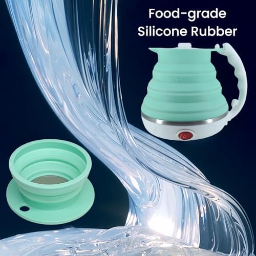 Travel Electric Kettle, Collpasible Portable Electric Kettle, Portable Tea Kettle + Paperless Travel Pour Over Coffee Maker, Collapsible Pour Over Coffee Dripper One Cup (Green) - Image 4