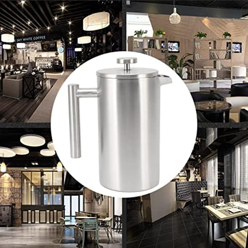 French Press Coffee Maker, Stainless Steel French Press Coffee Maker, Versatile Coffee Press Coffee Maker, Stainless Steel Insulated Coffee Press with Filter for Kitchen, 1L - Image 6