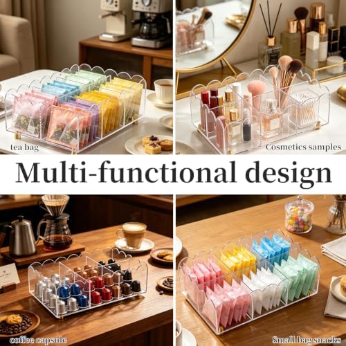 Acrylic Scalloped Edge Tea Bag Organizer Box for Countertop Pantry Coffee - Image 7