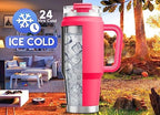 Meoky 32 oz Tumbler with Handle, Insulated Tumbler with Lid and Straw, Stainless Steel Travel Mug, Keeps Cold for 24 Hours, 100% Leak Proof, Fits in Car Cup Holder (Ruby) - Image 2