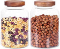 LEAVES AND TREES Y Thicken Glass Storage Jar, Food Storage Container/Canisters with Airtight Wooden Lid for Tea, Coffee, Honey, Cacao Powder,BPA Free Perfect as a Cereal Dispenser (7.6inch 2pcs) by LEAVES+AND+TREES+Y