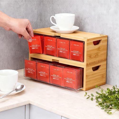 Bamboo Stackable Tea Bag Organizer, 2-Piece - Image 4