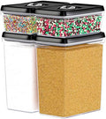 DWËLLZA KITCHEN Large Airtight Food Storage Containers - Clear Plastic Bulk Food Pantry & Kitchen Storage Containers for Flour, Sugar and Baking Supplies 4 Pcs. BPA-Free, Keeps Fresh & Dry (Black) by DW%C3%8BLLZAKITCHEN