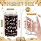 Glass Cups with Lids and Straws, 6Pack, 16oz, Christian Bible - Image 2