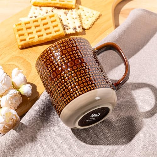 GBhome Large Coffee Mugs Set of 4, 16oz Handmade Stoneware Coffee Mugs Set with Large Handle for Cappuccino/Latte/Tea/Hot Cocoa, Dishwasher & Microwave Safe, Caramel - Image 4