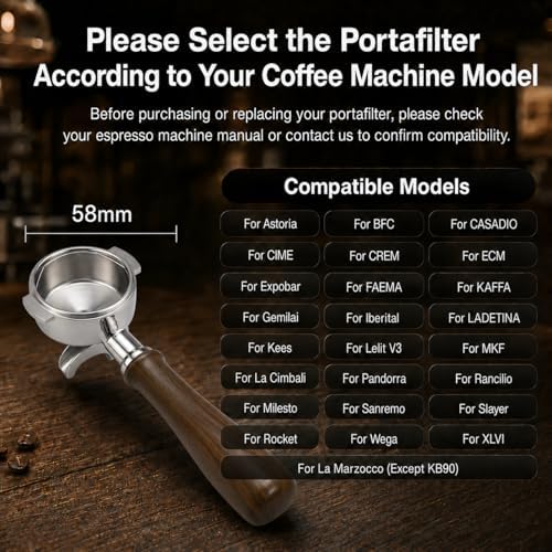 Espresso Accessories, 58mm Double Spout Portafilter with 18g ARCFLOW™ Convex Filter Basket, Walnut Wood Handle, Compatible with La Marzocco, Slayer, Rocket Espresso, Lelit & E61 Machines - Image 6