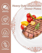 YOUBET 700PCS Rose Gold Plastic Dinnerware Set for Wedding Party - Image 6