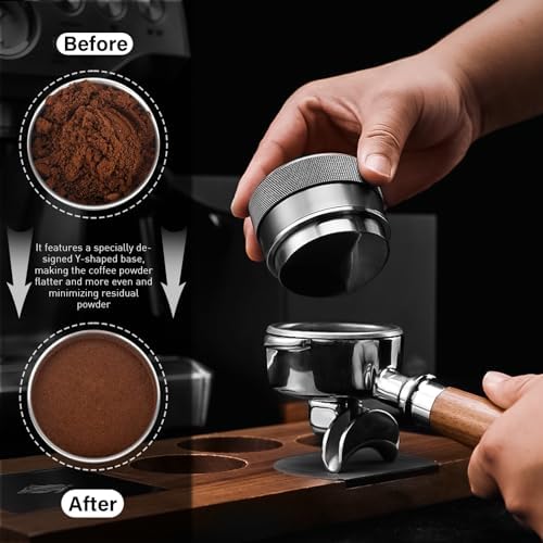 54mm Espresso Tools Set | Black Calibrated Tamper | Coffee Distributor with Walnut Decoration | Fit 54mm Breville & Sage Barista Espresso Machine - Image 7