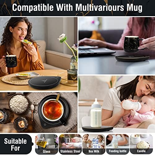 Coffee Mug Warmer & Mug Set, Coffee Cup Warmer with 2 Temperature Settings, Electric Coffee Warmer for Desk Auto Shut-off, Candle Warmer Coffee Warmer with Mug Set for Christmas & Birthday Gifts - Image 4