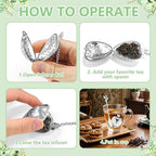 50 Sets Bridal Shower Tea Party Favor for Guests Leaf Tea Spoon Heart Tea Infuser for Loose Leaf Tea Steeper with Thank You Card Organza Bags for Wedding Decoration Gift Souvenirs (50, Silver) - Image 4