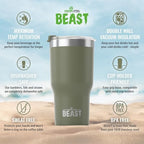 Beast 30 oz Tumbler Stainless Steel Vacuum Insulated Coffee Ice Cup Double Wall Travel Flask (Army Green) - Image 6