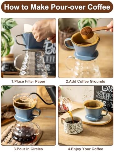 Gomakren 12 Inch White Porcelain Serving Platter Dishes Set of 3 Deep Bowl & Pour Over Coffee Maker Ceramic Coffee Dripper, 3 Hole Cone Brewer - Image 7