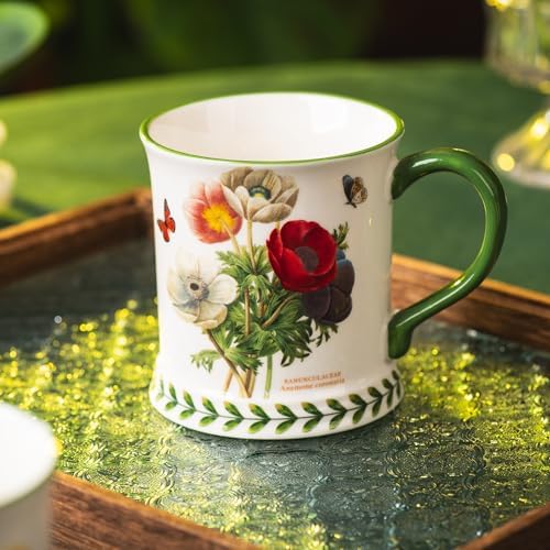 Pastoral Coffee Mug Set of 4-15.2 Oz Large Capacity Porcelain In-Glaze Cups for Tea, Latte, Cocoa - Dishwasher & Microwave Safe, Great Housewarming Gift-Corn Poppy - Image 6